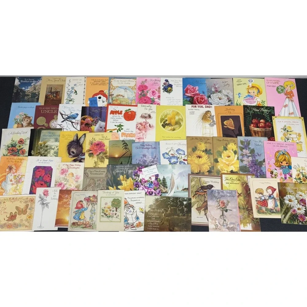 Vintage Birthday Cards Some Fronts ONLY Scrapbooking Crafts Decoupage Lot of 50+